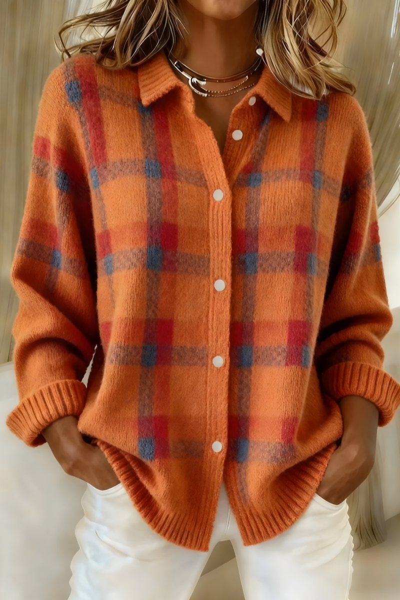 Candela | Cardigan en Maille à Carreaux
