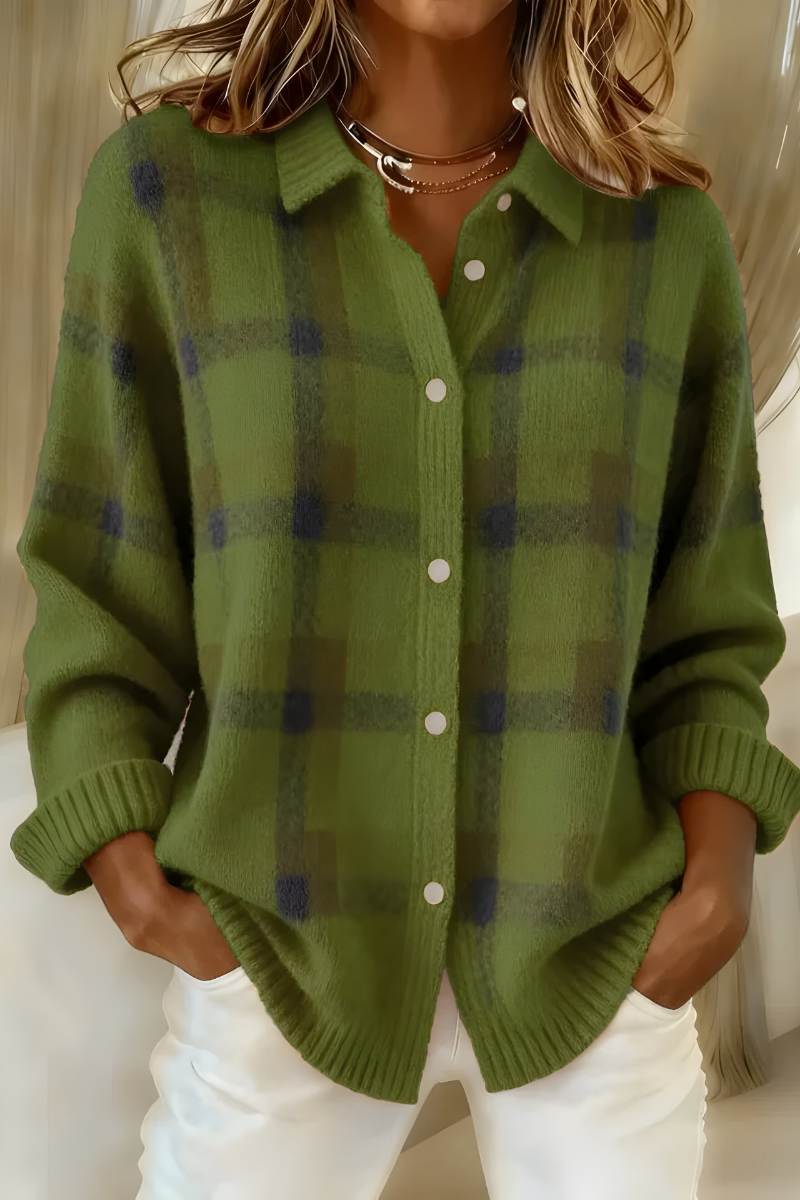 Candela | Cardigan en Maille à Carreaux