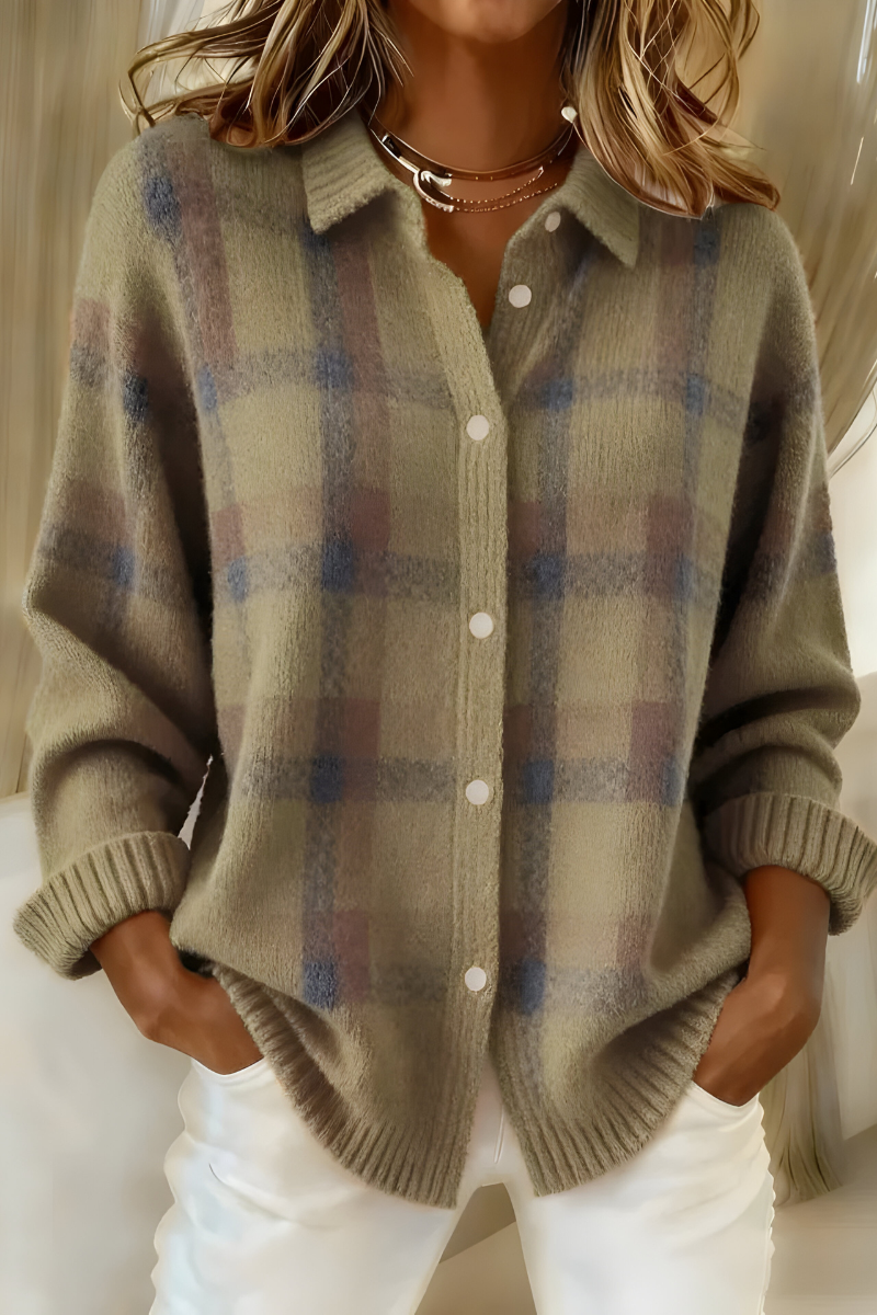Candela | Cardigan en Maille à Carreaux