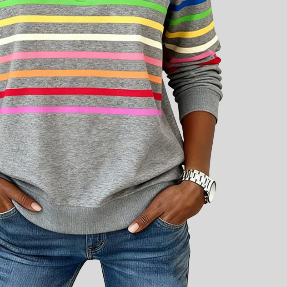Solène | Sweat Rayé à Col Zippé