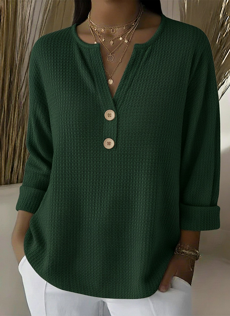 Lucía | T-shirt Henley Gaufré à Boutons