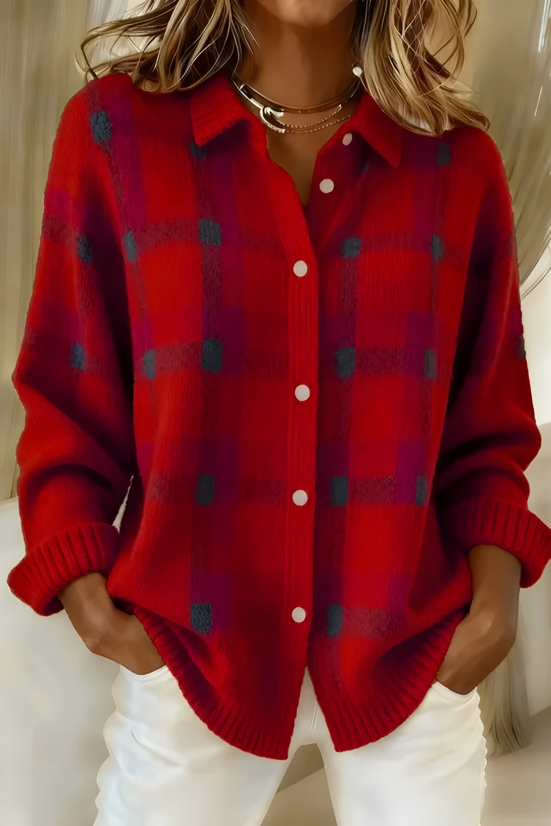 Candela | Cardigan en Maille à Carreaux