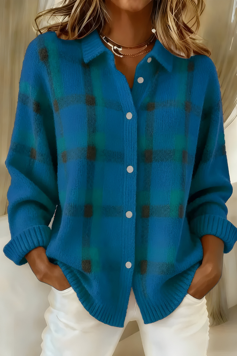 Candela | Cardigan en Maille à Carreaux