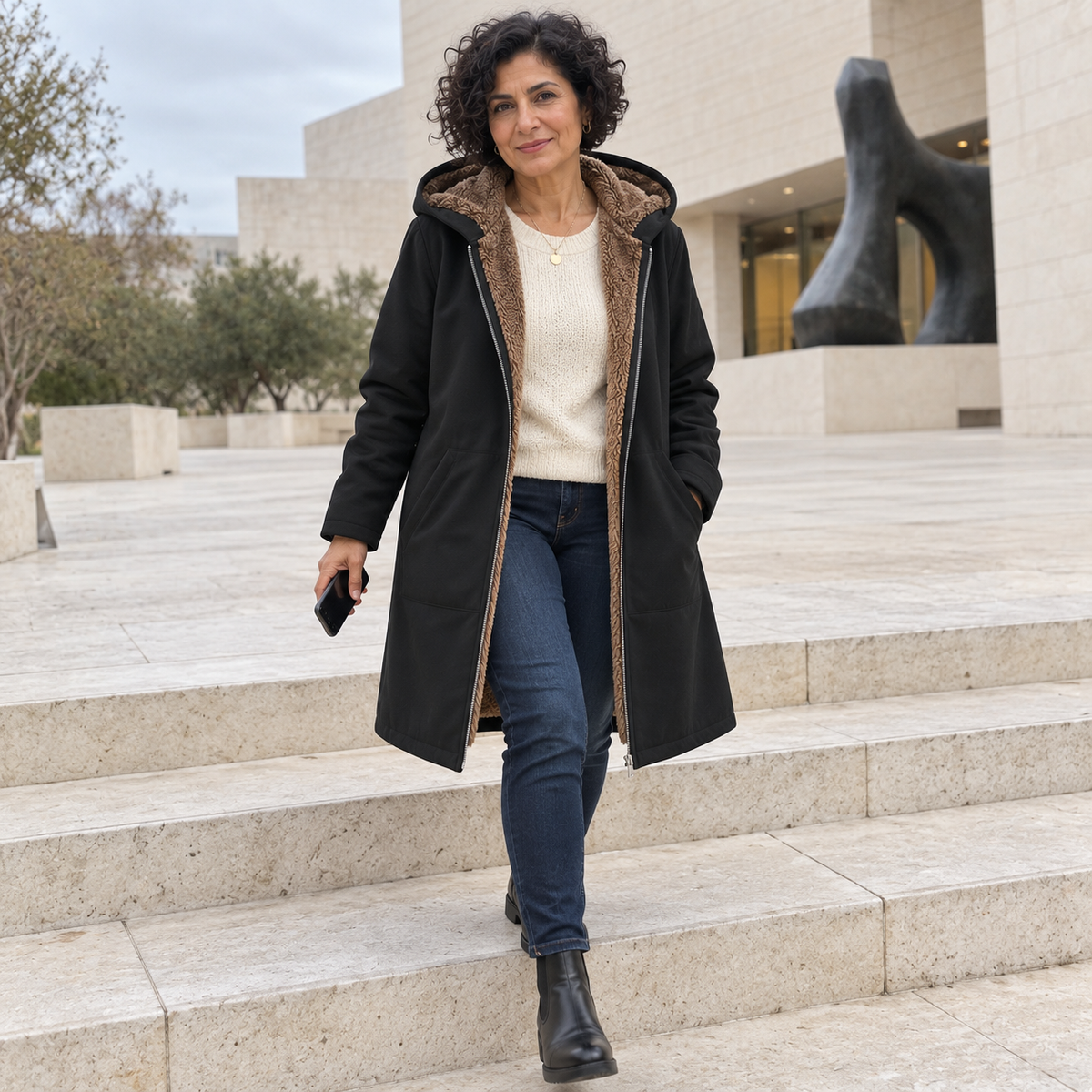 Marthe™ | Manteau à Capuche Doublé Sherpa