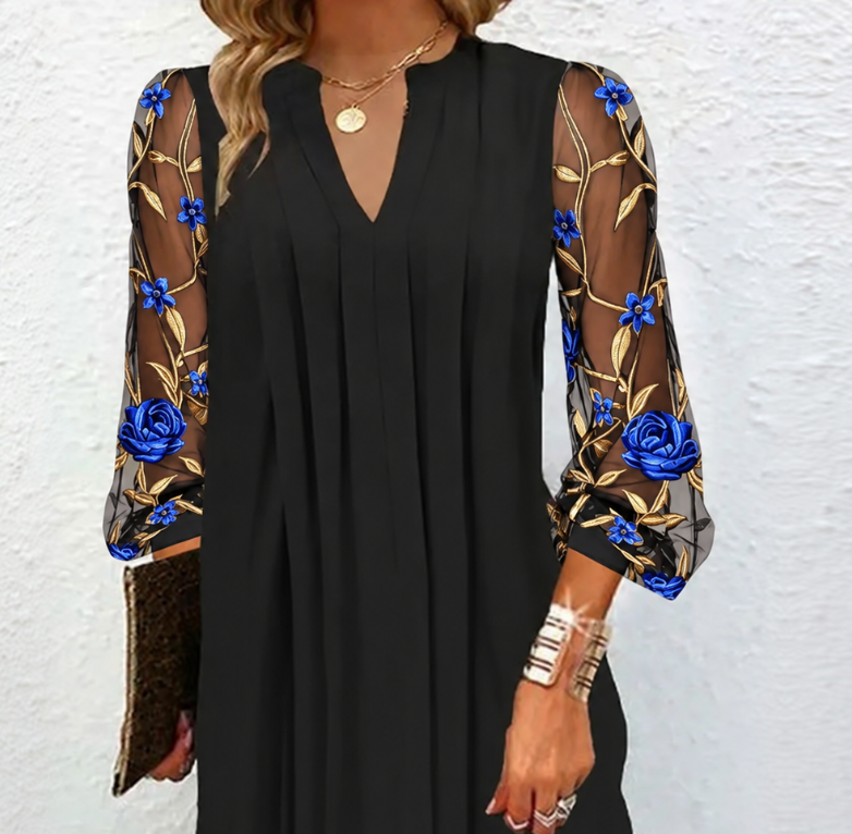 Juliette | Robe Élégante à Manches Fleuries