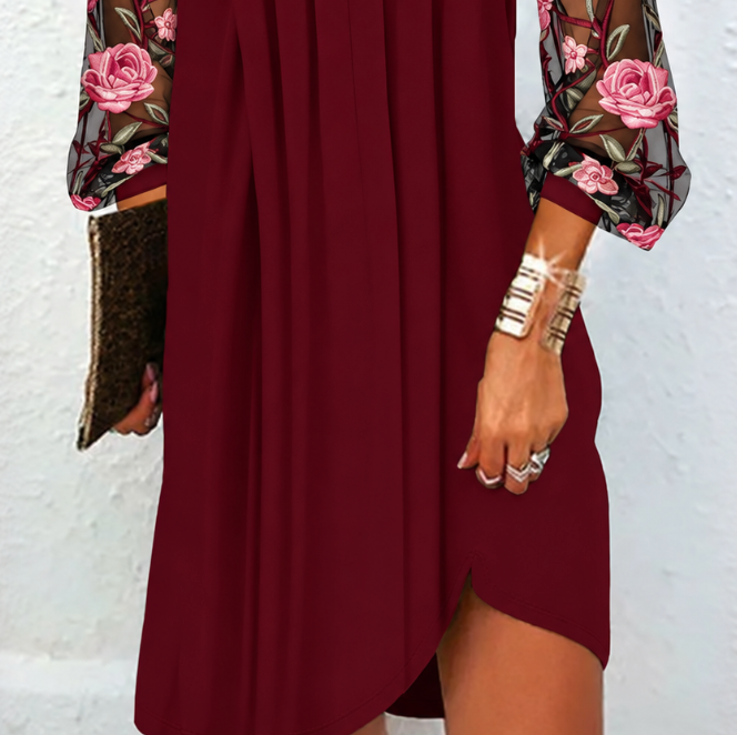 Élise | Robe Élégante à Manches Fleuries