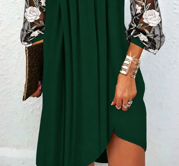 Mathilde | Robe Élégante à Manches Fleuries