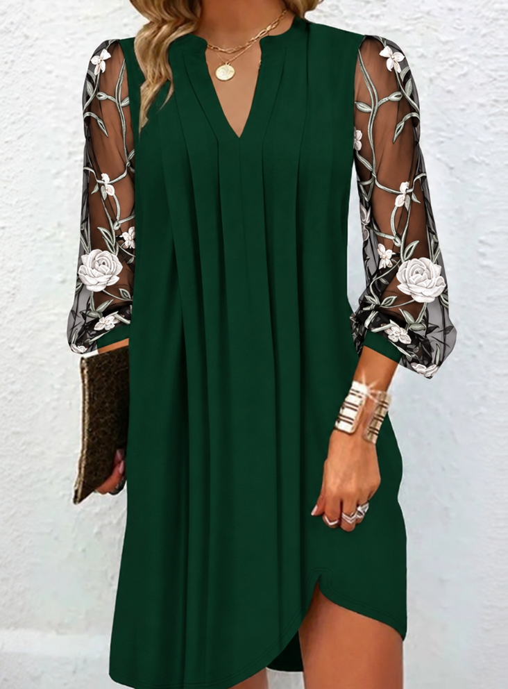Mathilde | Robe Élégante à Manches Fleuries