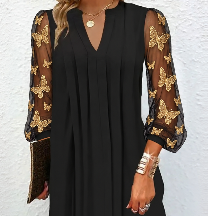 Hélène | Robe Élégante à Manches Fleuries