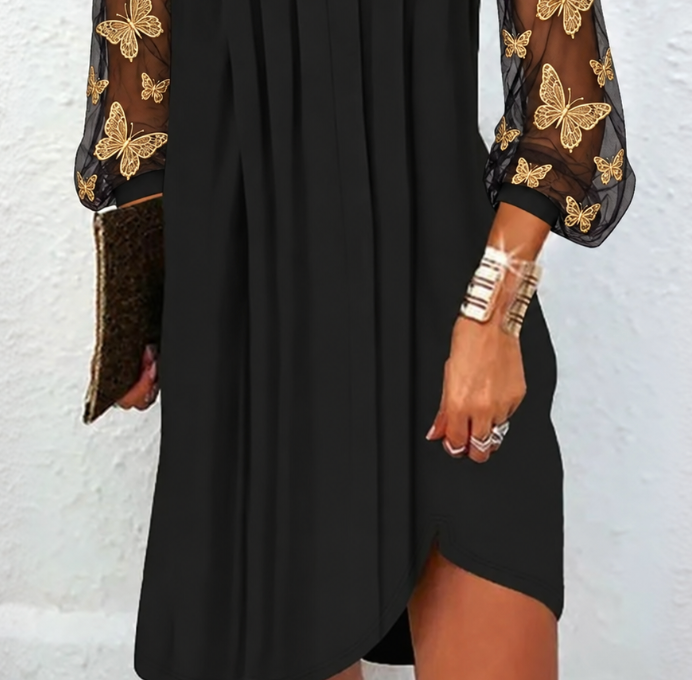 Hélène | Robe Élégante à Manches Fleuries