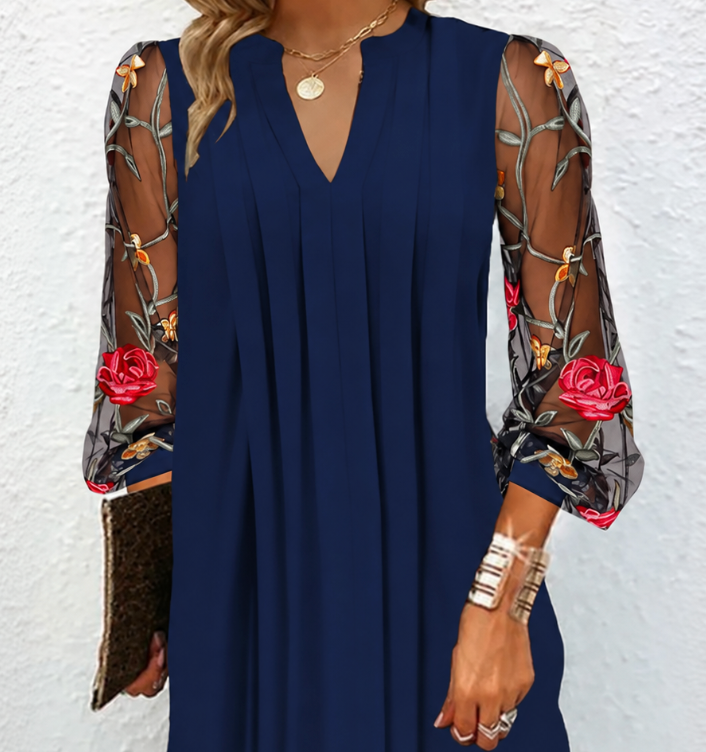 Anaïs | Robe Élégante à Manches Fleuries