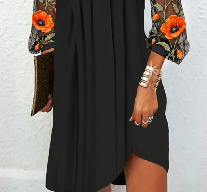 Alice | Robe Élégante à Manches Fleuries