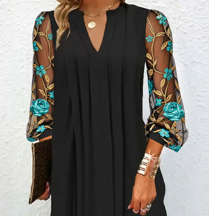 Lucie | Robe Élégante à Manches Fleuries