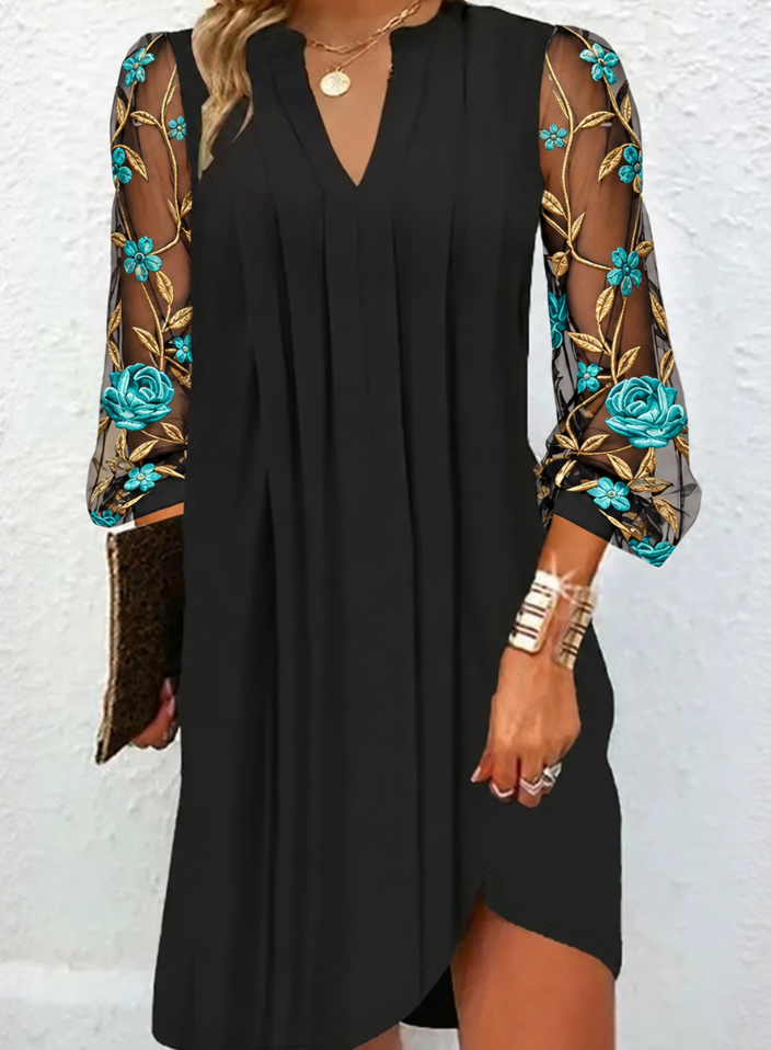 Lucie | Robe Élégante à Manches Fleuries