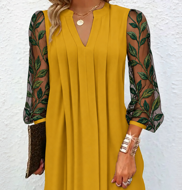Manon | Robe Élégante à Manches Fleuries