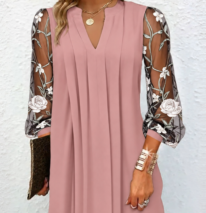 Clémence | Robe Élégante à Manches Fleuries