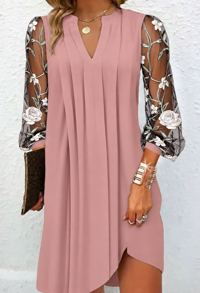 Clémence | Robe Élégante à Manches Fleuries