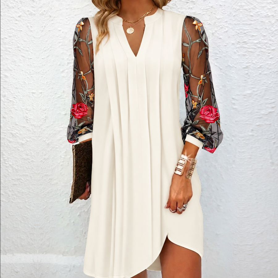 Léa | Robe Élégante à Manches Fleuries