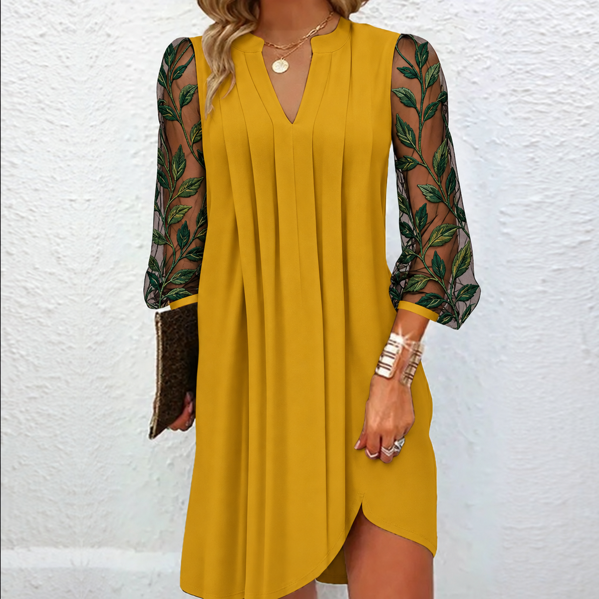 Manon | Robe Élégante à Manches Fleuries