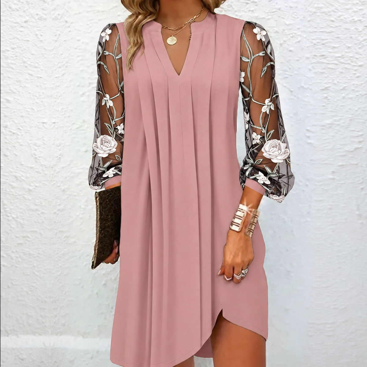 Clémence | Robe Élégante à Manches Fleuries