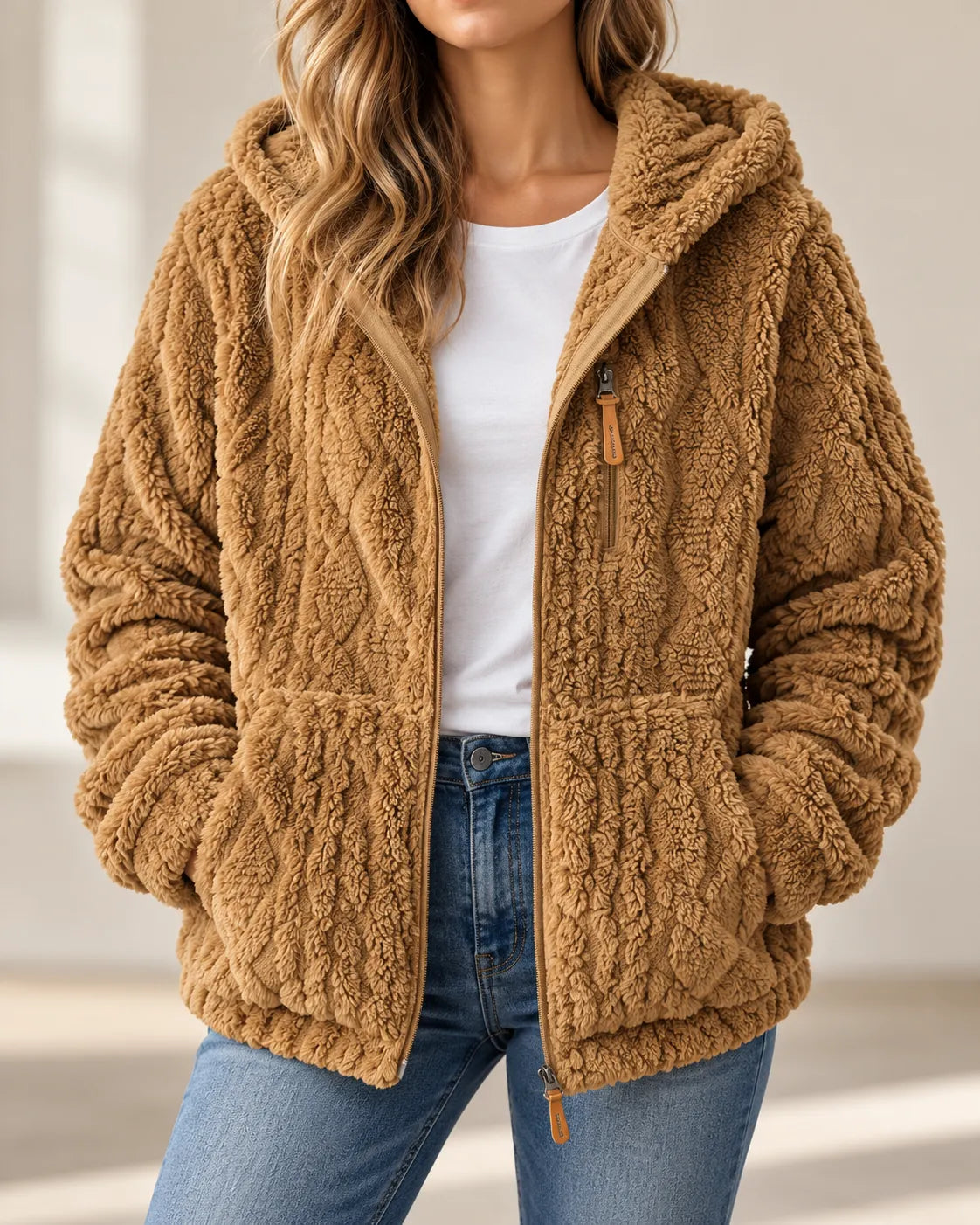 Aurélie | Veste Polaire Texturée Zippée