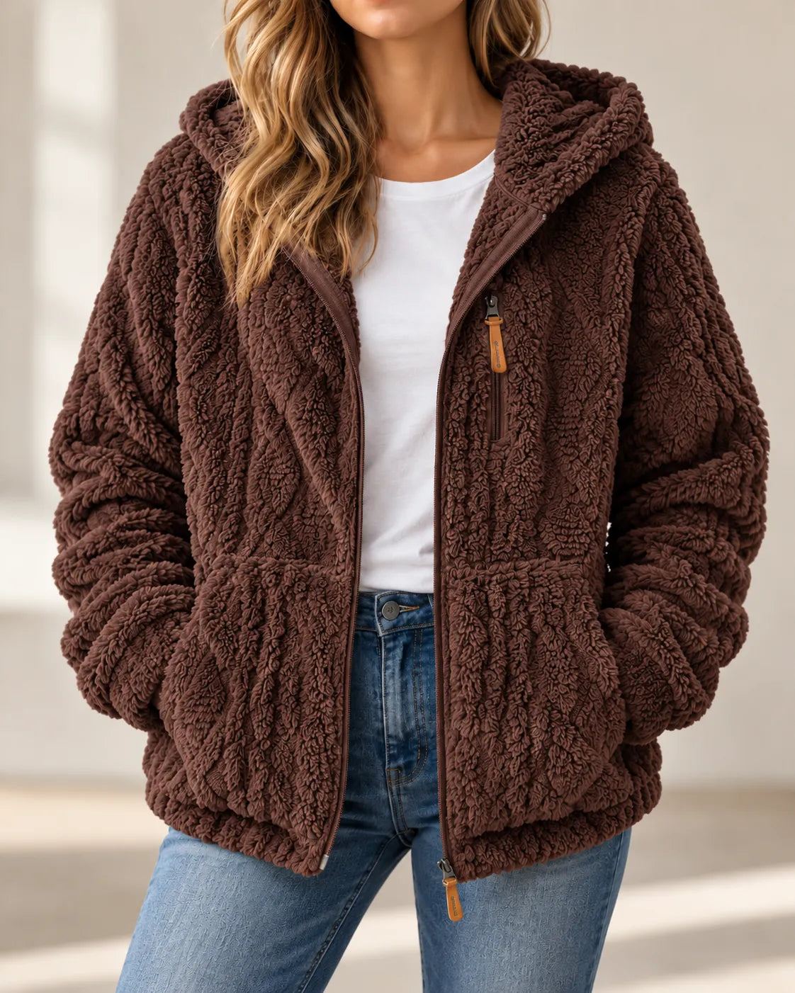 Aurélie | Veste Polaire Texturée Zippée