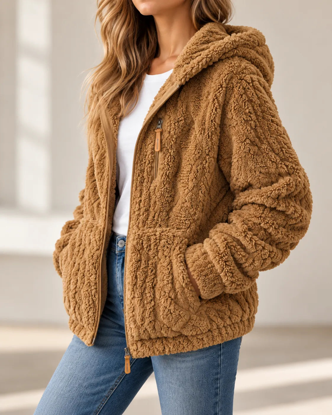 Aurélie | Veste Polaire Texturée Zippée