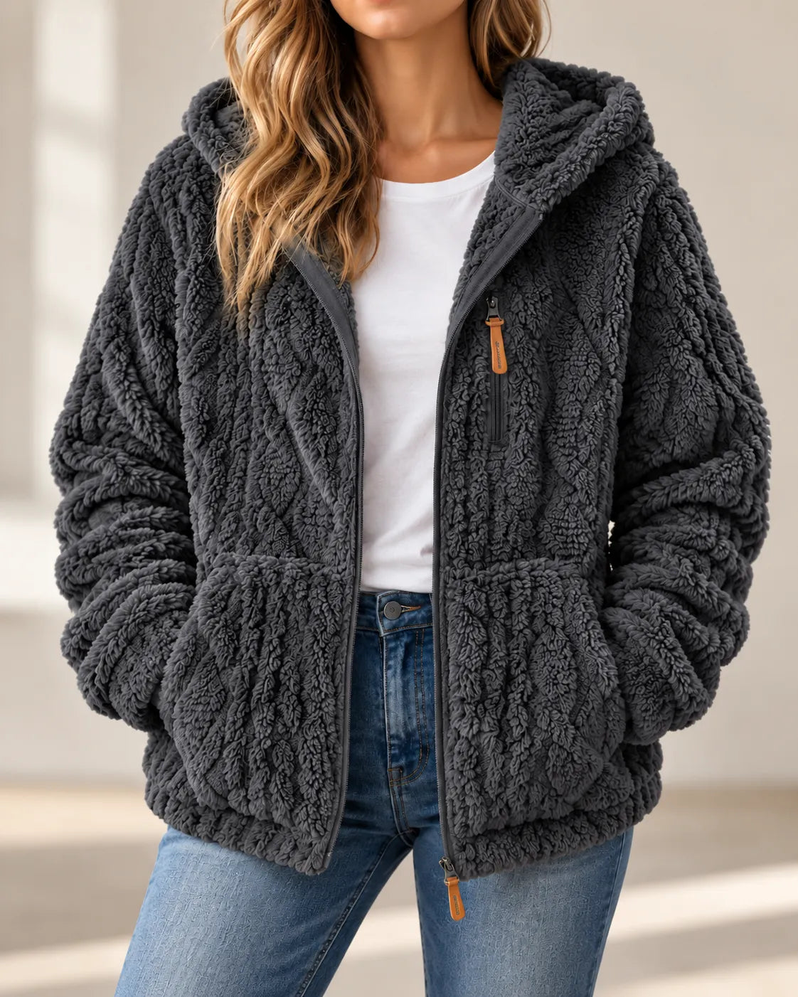 Aurélie | Veste Polaire Texturée Zippée