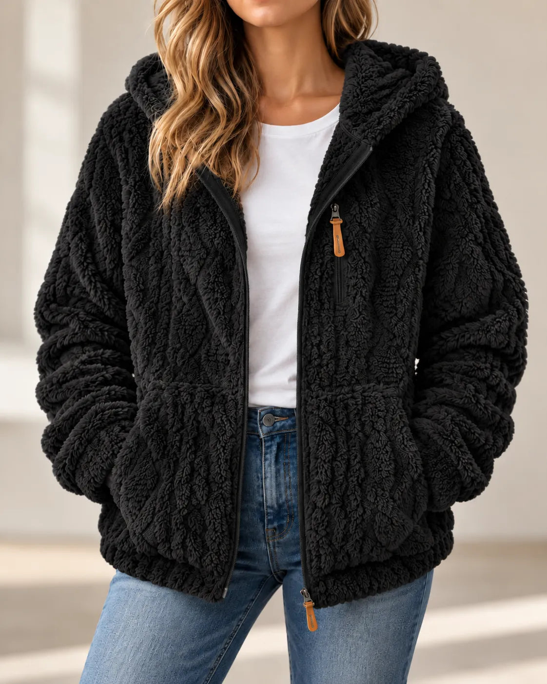 Aurélie | Veste Polaire Texturée Zippée