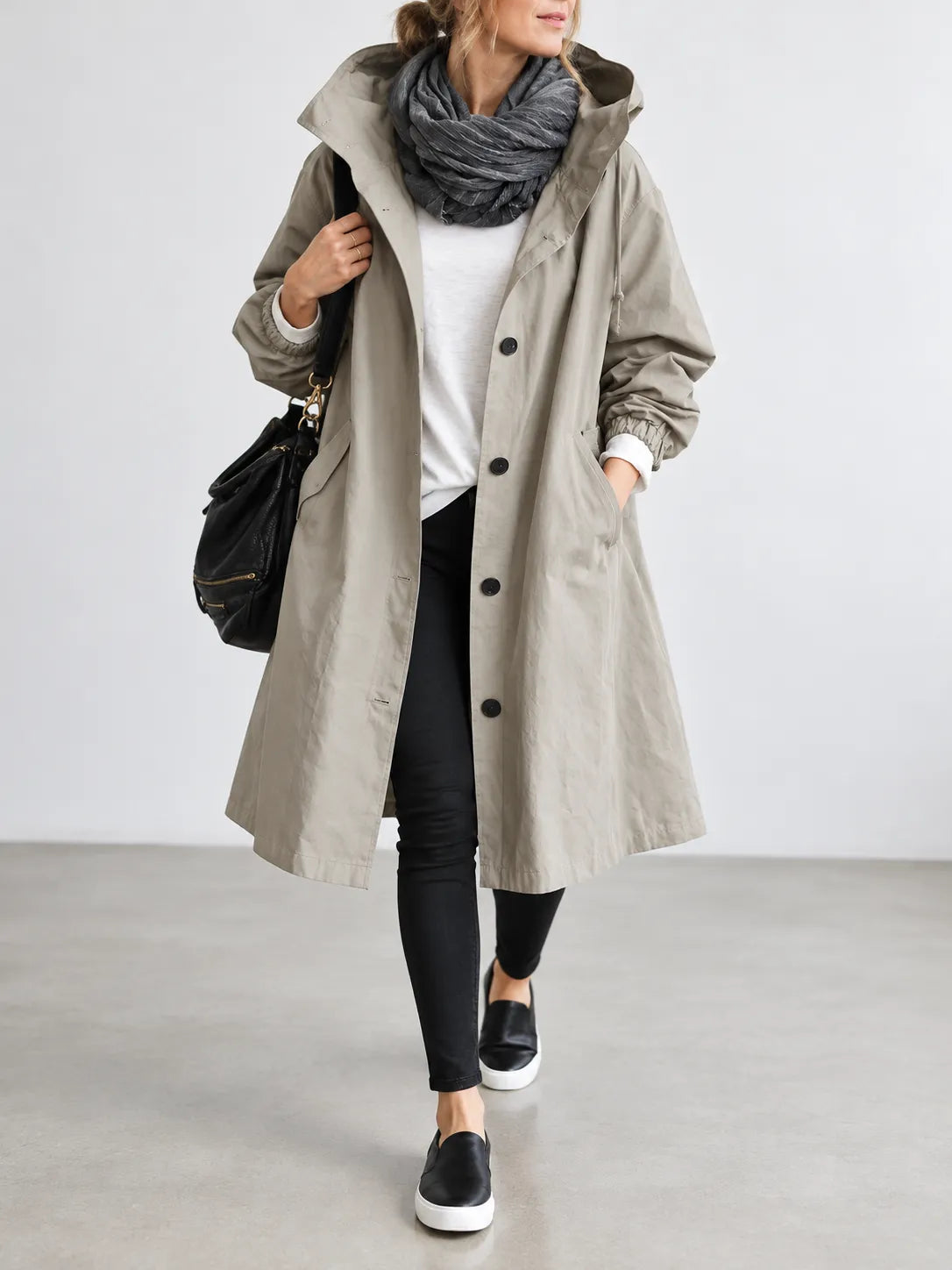 Pauline | Manteau Oversize à Capuche Boutonné