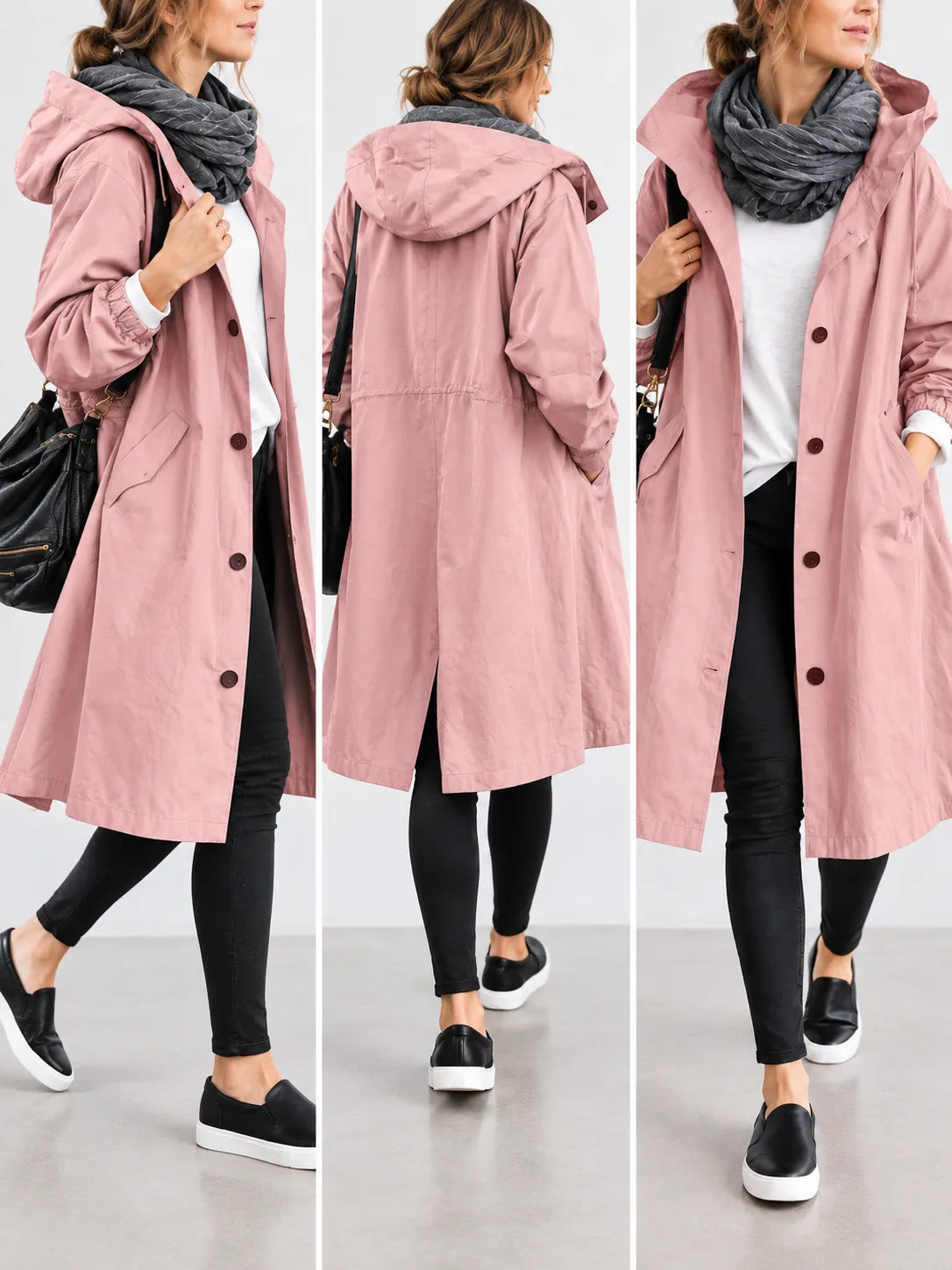 Pauline | Manteau Oversize à Capuche Boutonné