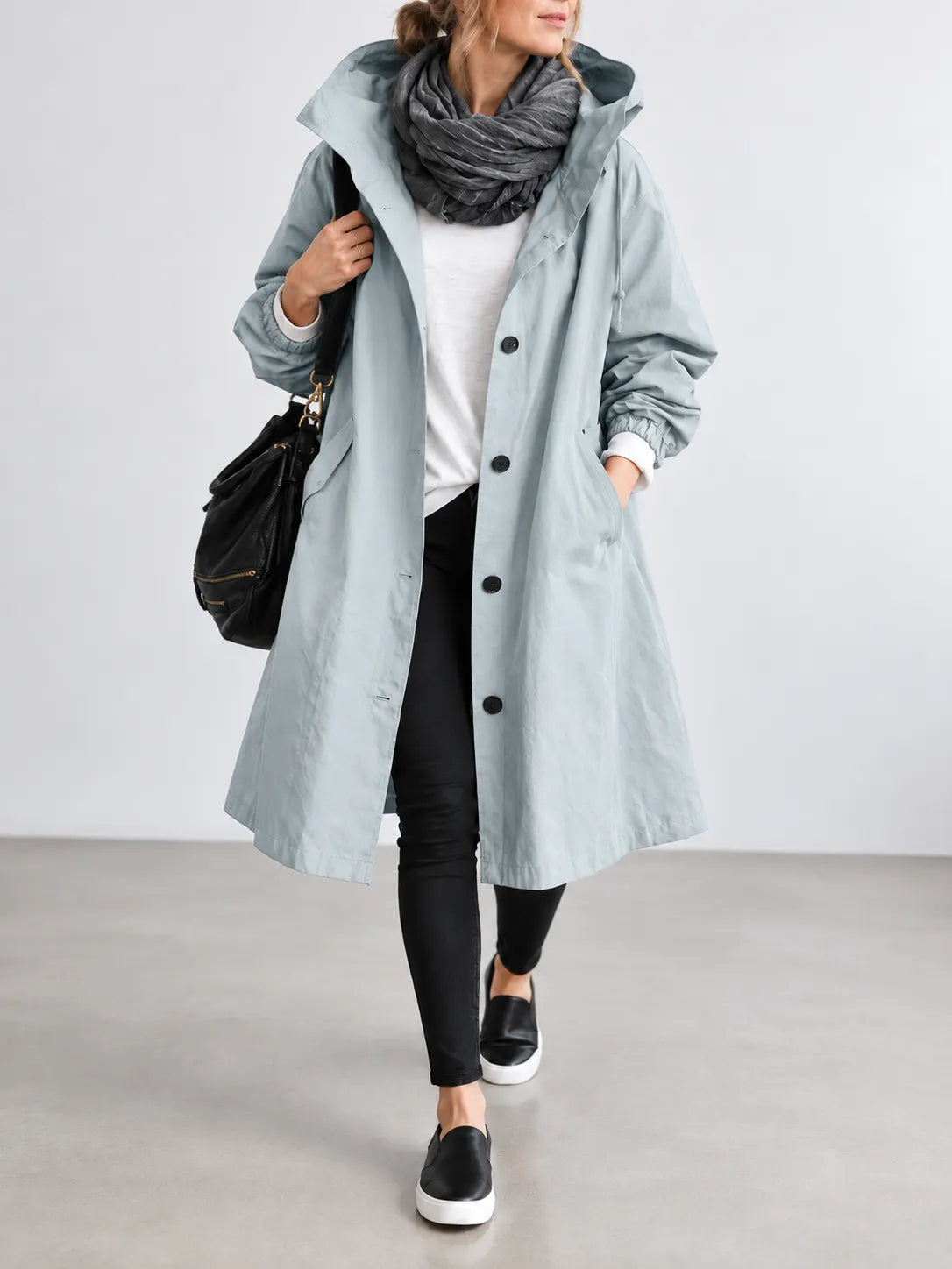 Pauline | Manteau Oversize à Capuche Boutonné