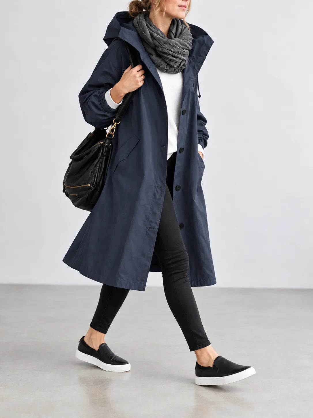 Pauline | Manteau Oversize à Capuche Boutonné