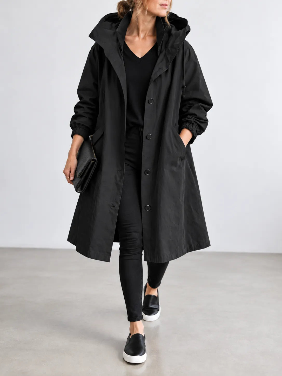 Pauline | Manteau Oversize à Capuche Boutonné
