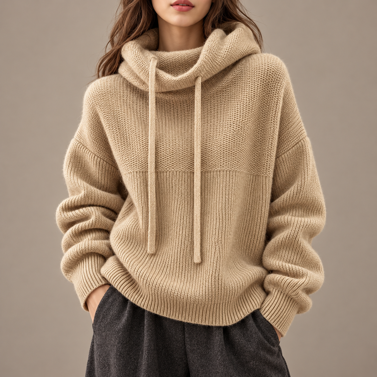Adèle – Pull à Capuche en Laine Mélangée