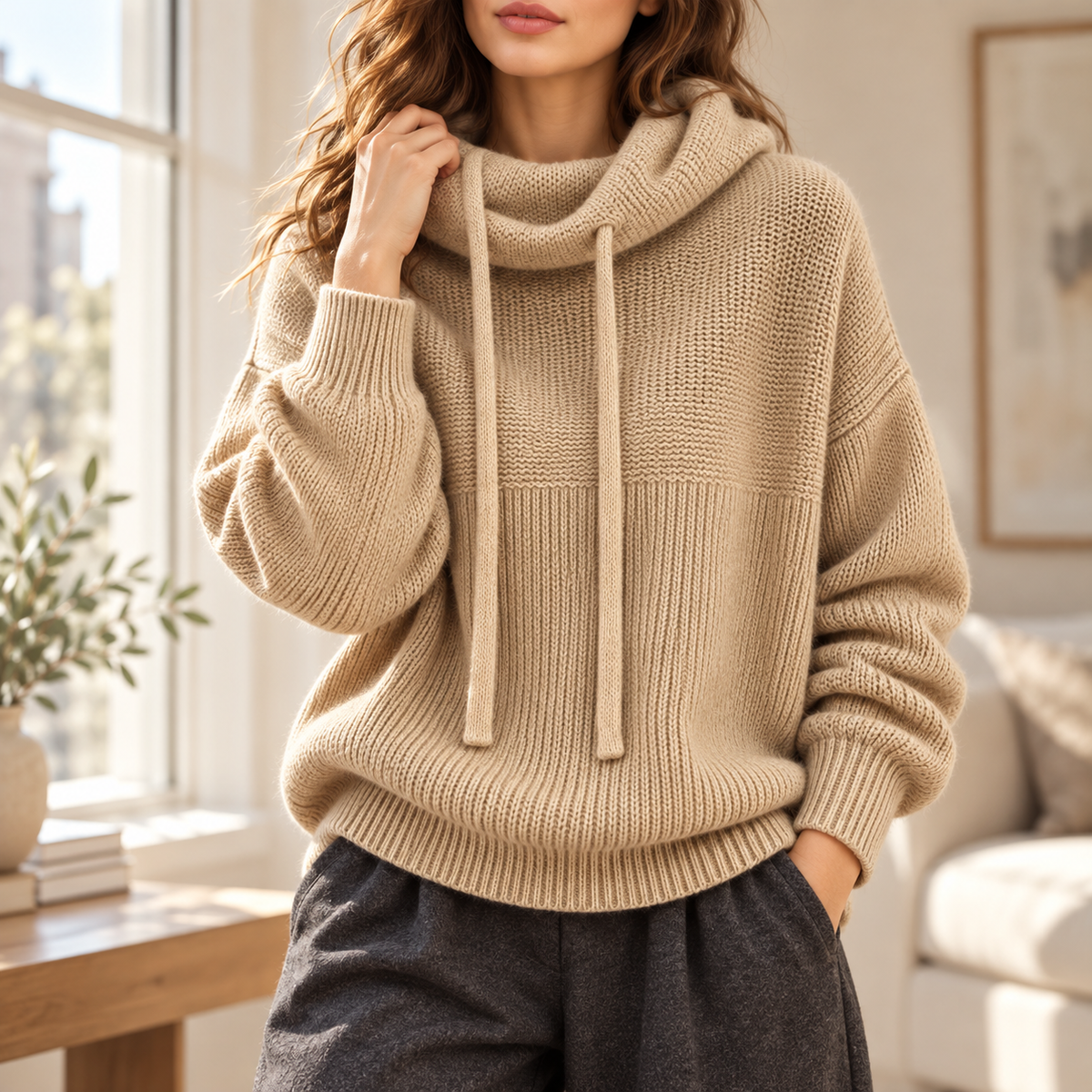 Adèle – Pull à Capuche en Laine Mélangée