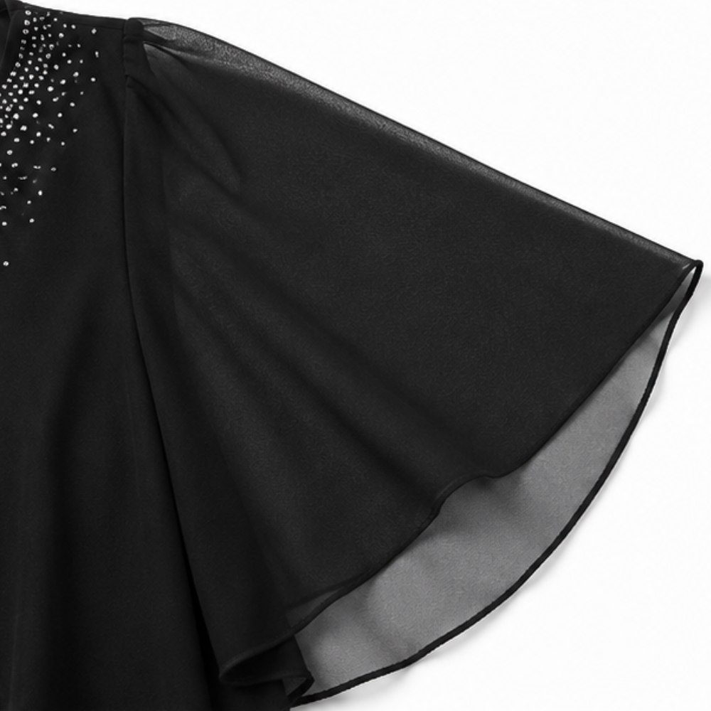 ROSALIE | ROBE À VOILE SUPERPOSÉ ET COL V ORNÉ