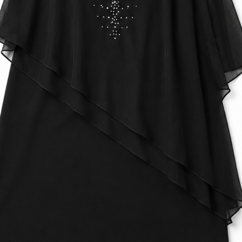 ROSALIE | ROBE À VOILE SUPERPOSÉ ET COL V ORNÉ