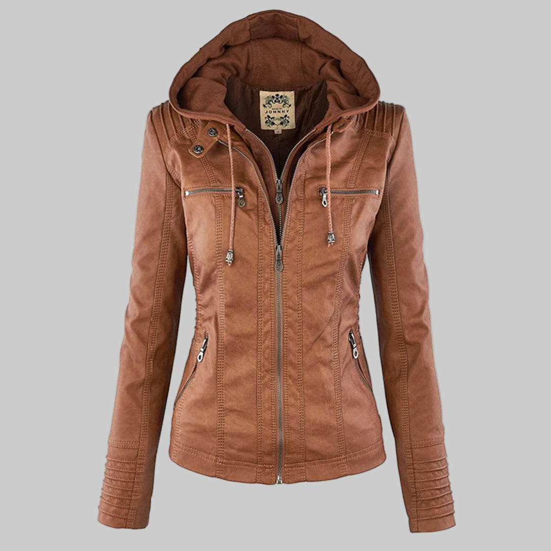 Léonie | Blouson Motard à Capuche