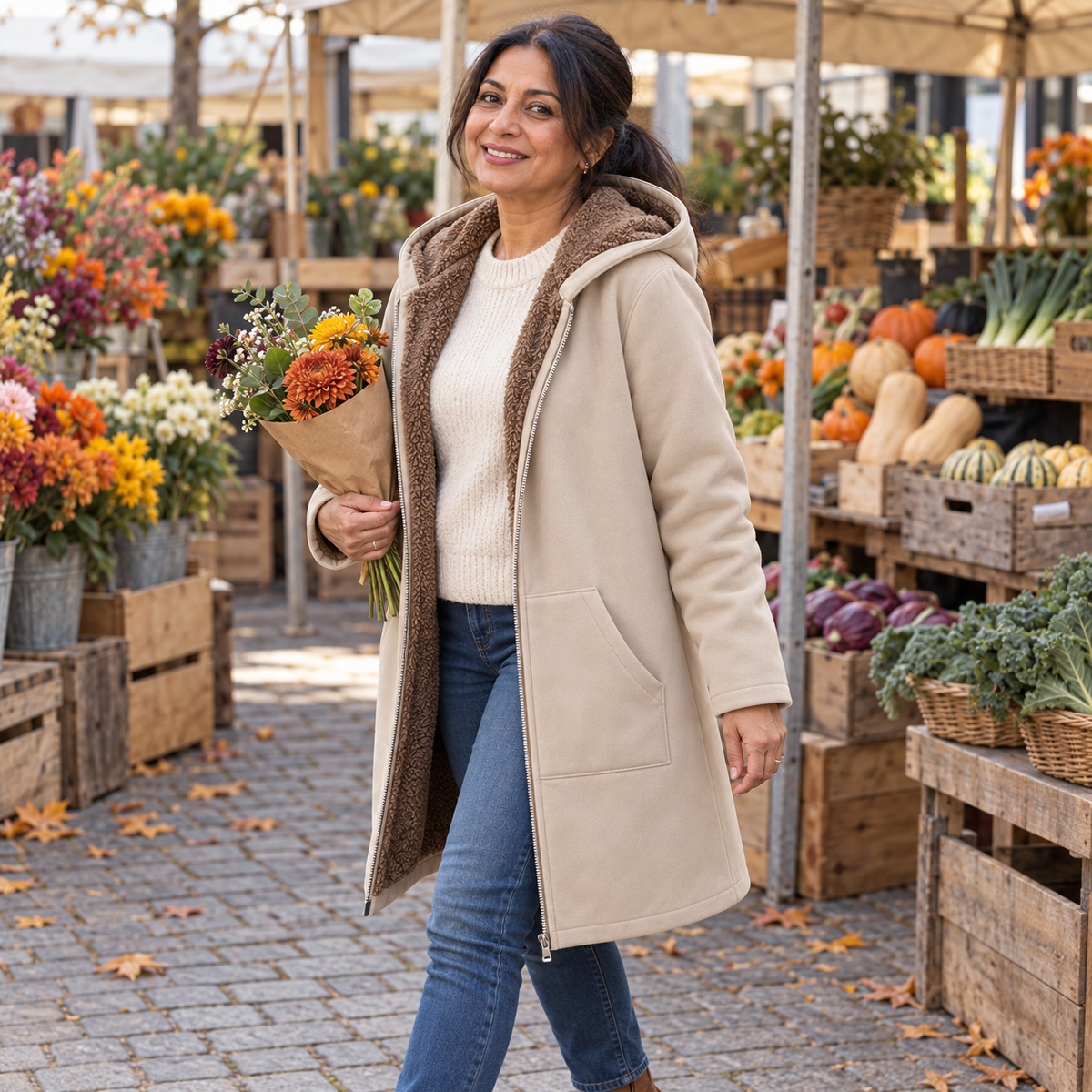 Marthe™ | Manteau à Capuche Doublé Sherpa