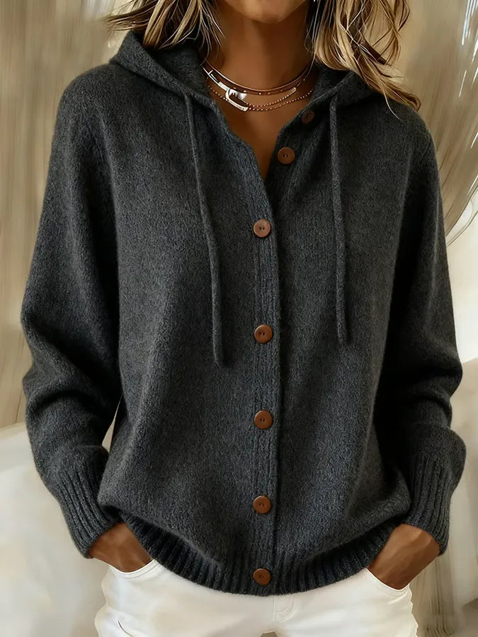 Begoña | Cardigan en Maille à Capuche et Boutons