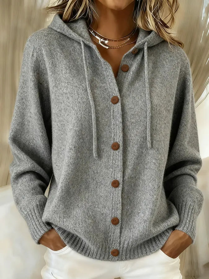 Begoña | Cardigan en Maille à Capuche et Boutons
