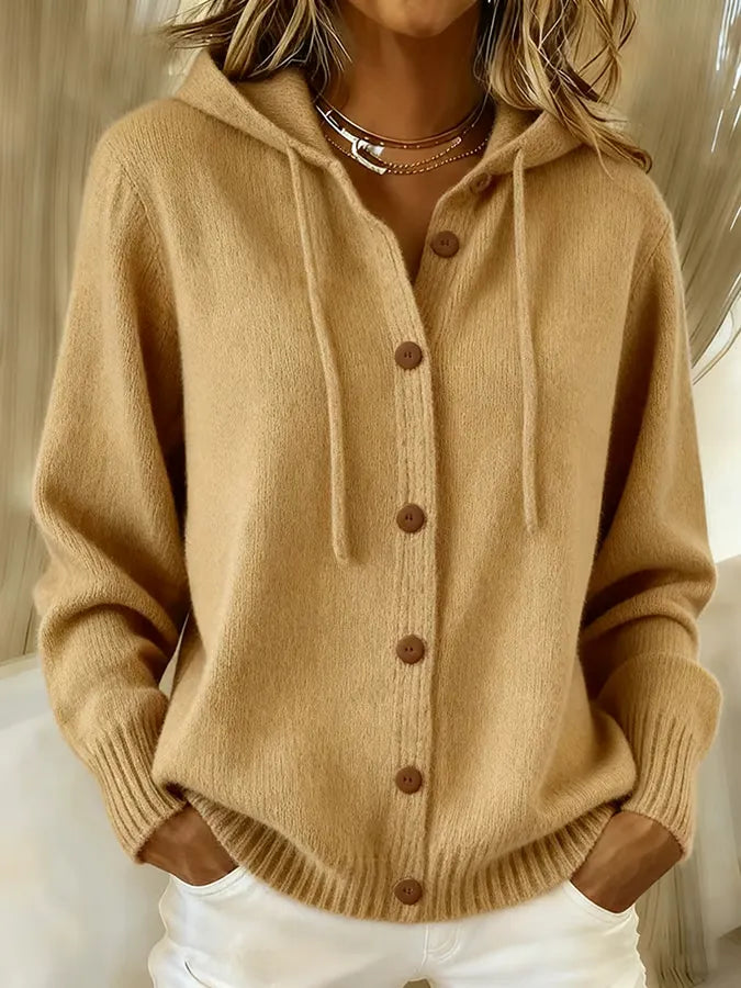 Begoña | Cardigan en Maille à Capuche et Boutons