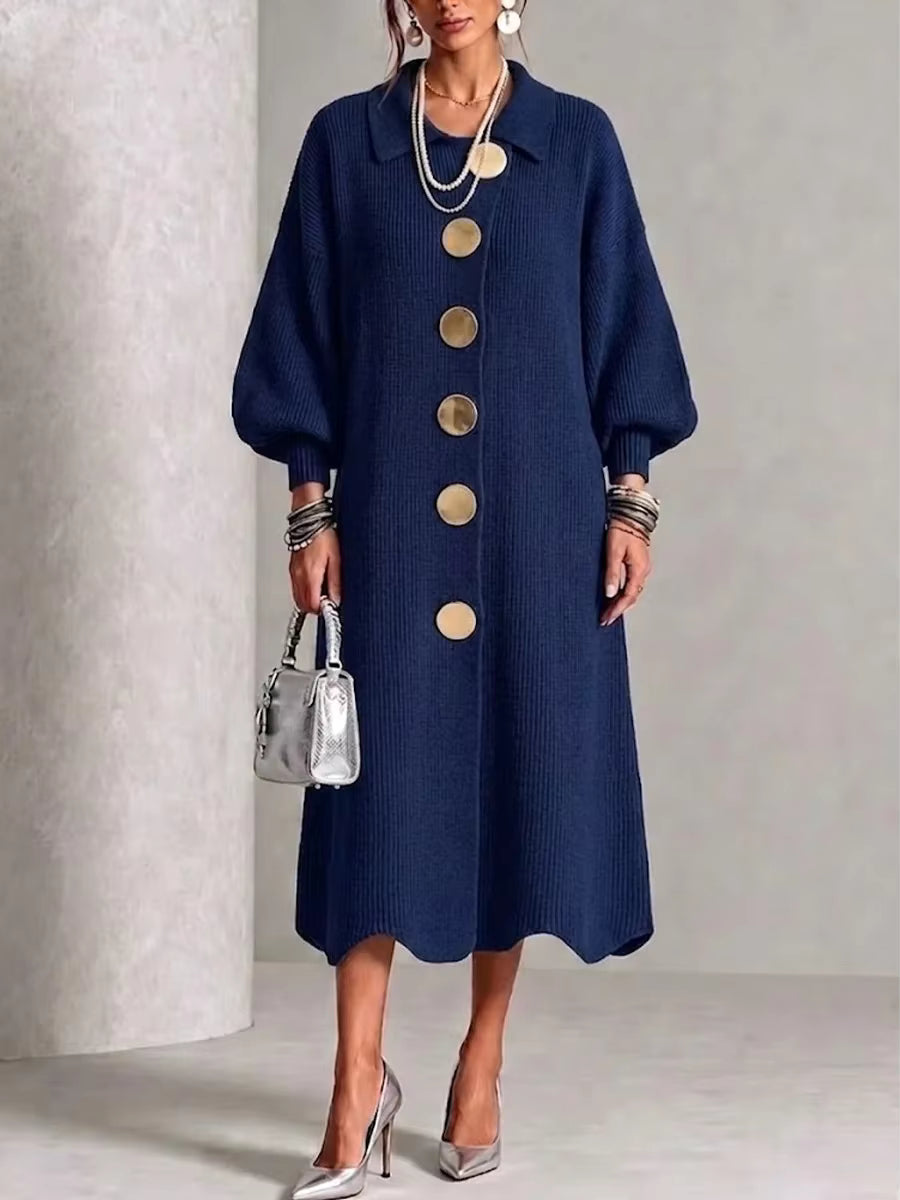 Florence – Robe Longue Boutonnée à Manches Longues