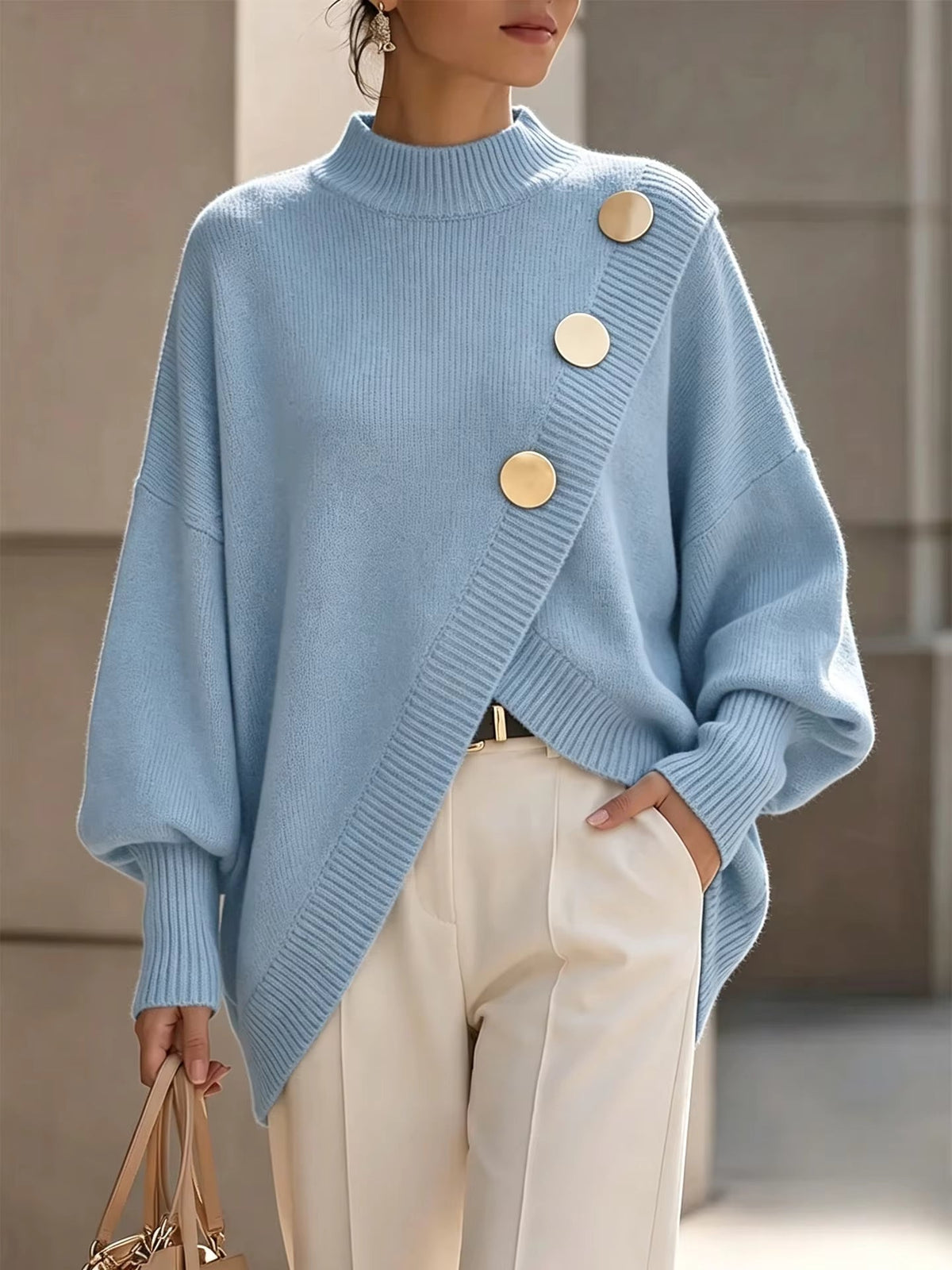 Colette – Pull en Maille à Détails Boutonnés