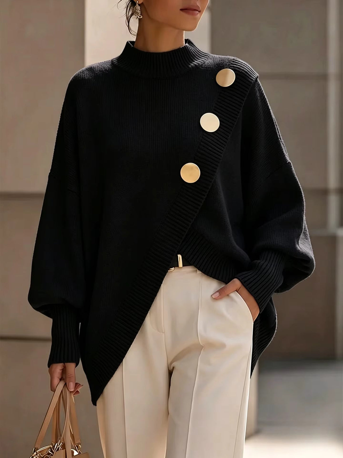 Colette – Pull en Maille à Détails Boutonnés