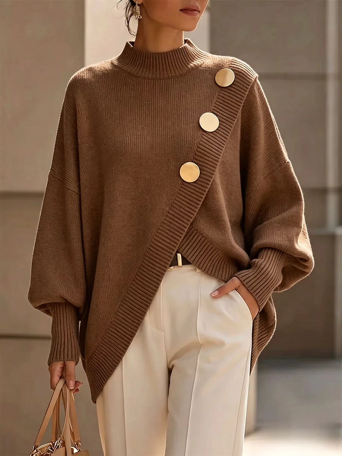 Colette – Pull en Maille à Détails Boutonnés