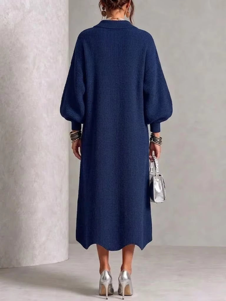 Florence – Robe Longue Boutonnée à Manches Longues