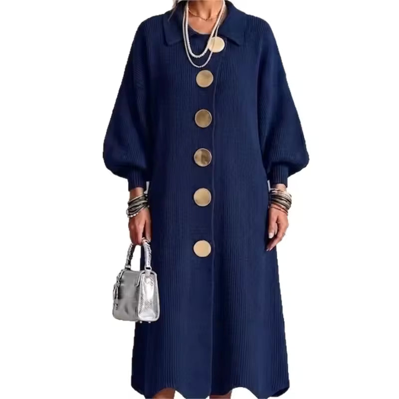 Florence – Robe Longue Boutonnée à Manches Longues