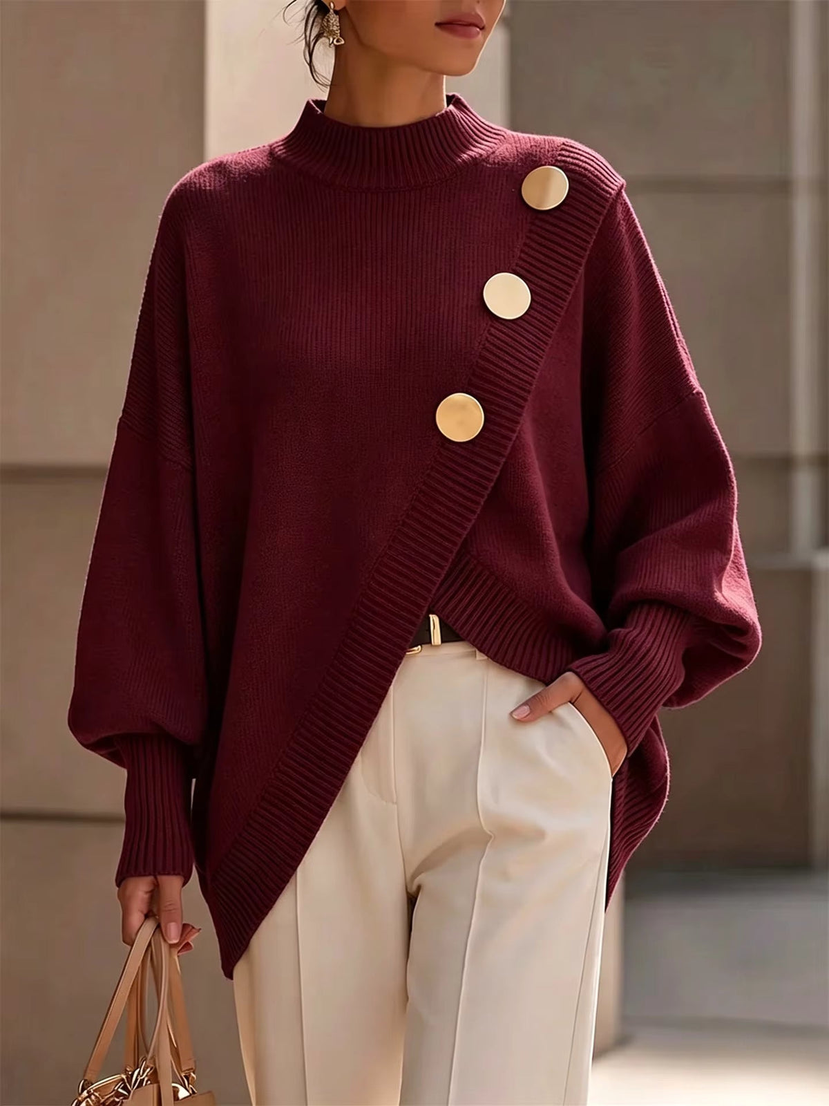 Colette – Pull en Maille à Détails Boutonnés